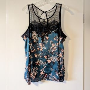💲BOGO 1/2 OFF💲 Maurices Satin Lace Floral Tank Top Women's Plus XXL Green Pink